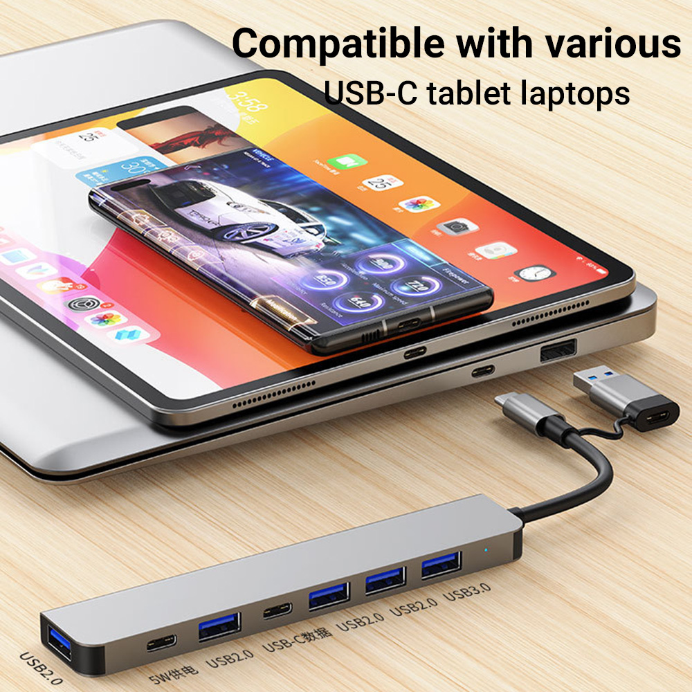 Travel Accessories You Need - 7-in-1 Dual-Head USB-C&USB Docking Station Hub