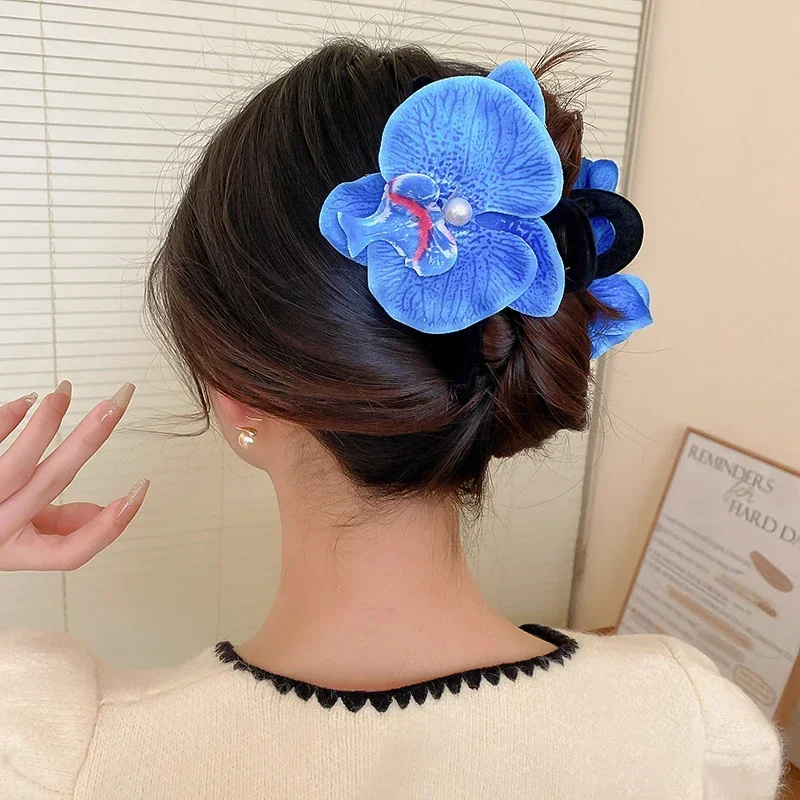 Travel Accessories In Bulk - 3-delige kleurrijke vlinder orchidee haarklauw clips