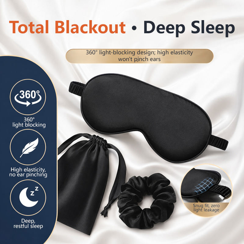 Travel Accessories Set - Zijden oogmasker 3-delige set Lichtblokkerend Geen