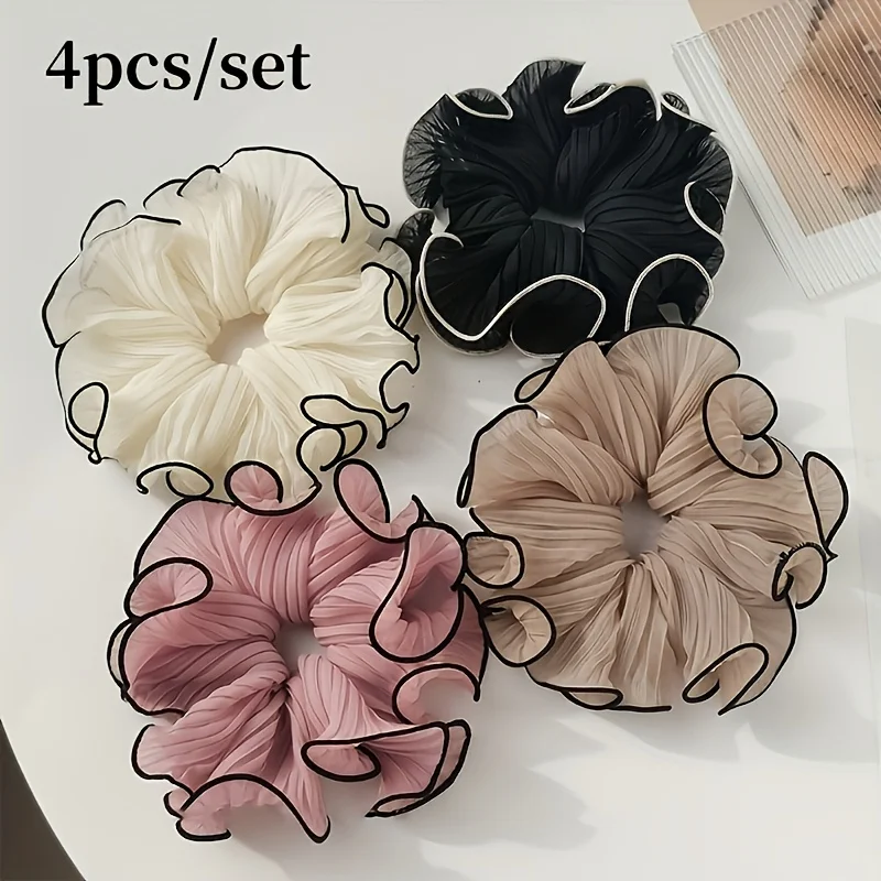 Travel Accessories In Bulk - 4 stuks/set elegante stoffen scrunchies met