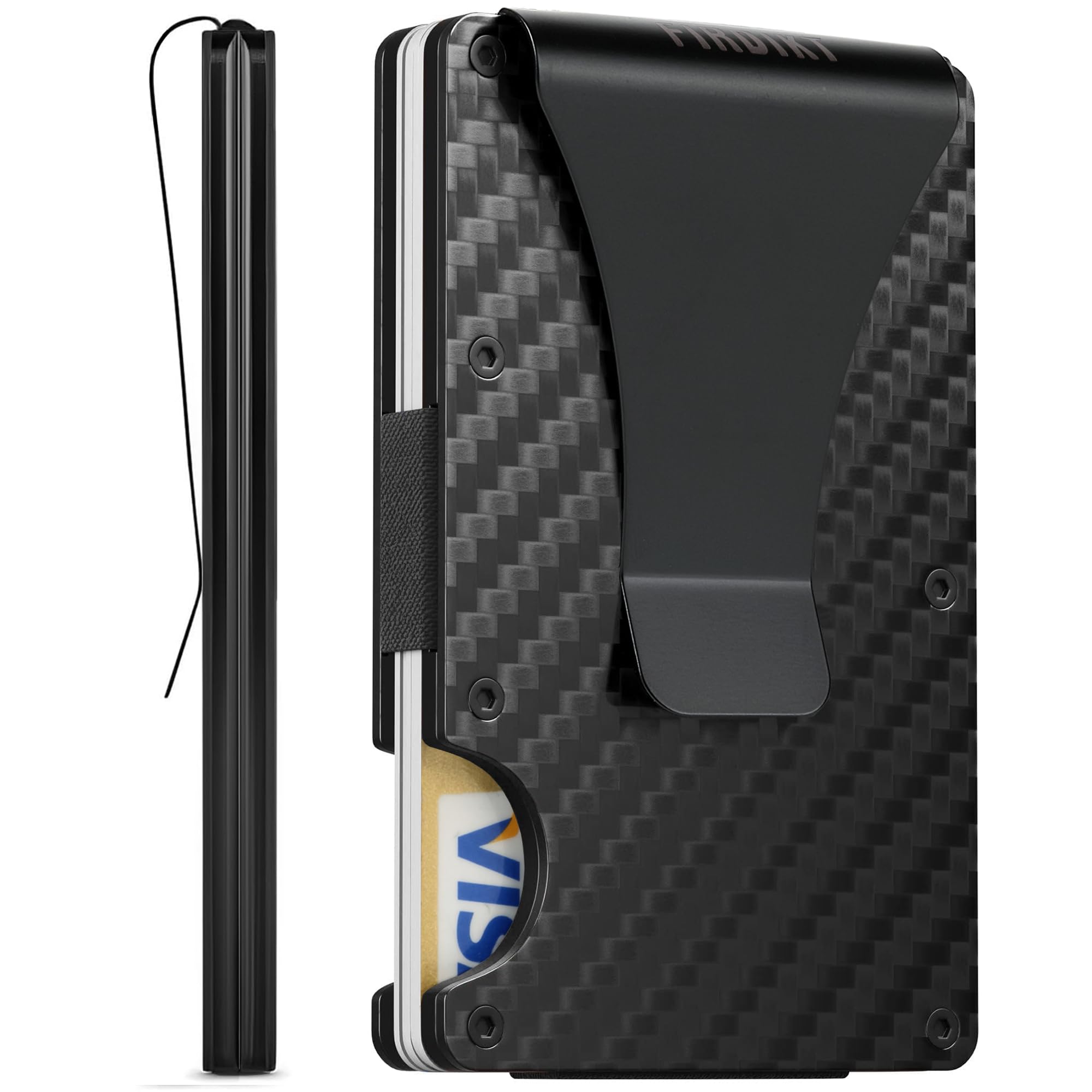 Travel Wallet Slim - Portemonnee van koolstofvezel, portemonnee met metalen