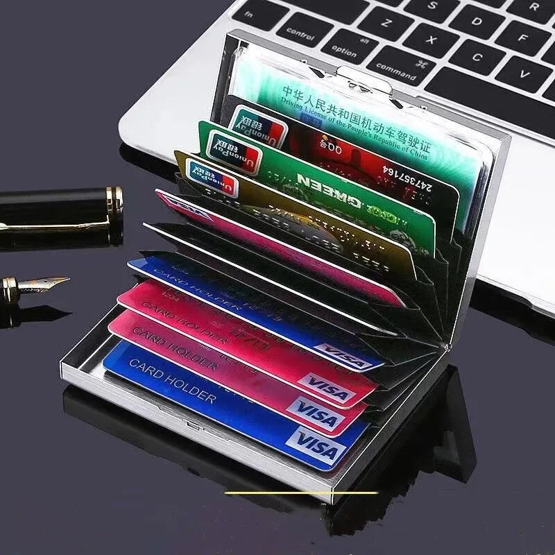 Travel Wallet Slim - 10 Slots Roestvrij Creditcardhouder Mannen Slanke