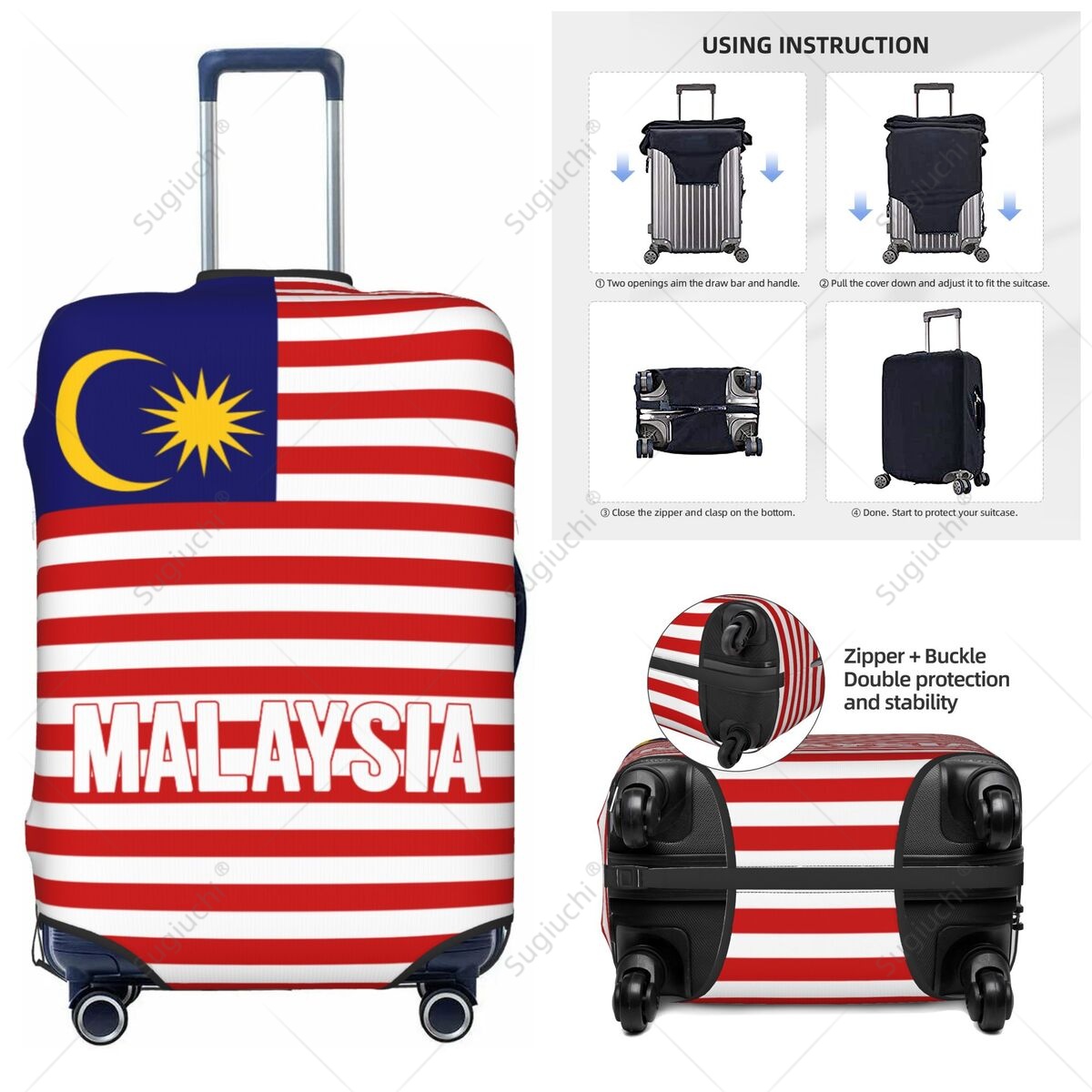 Travel Accessories Malaysia - Maleisië Vlag Bagagehoes Koffer Elastisch Stofhoes