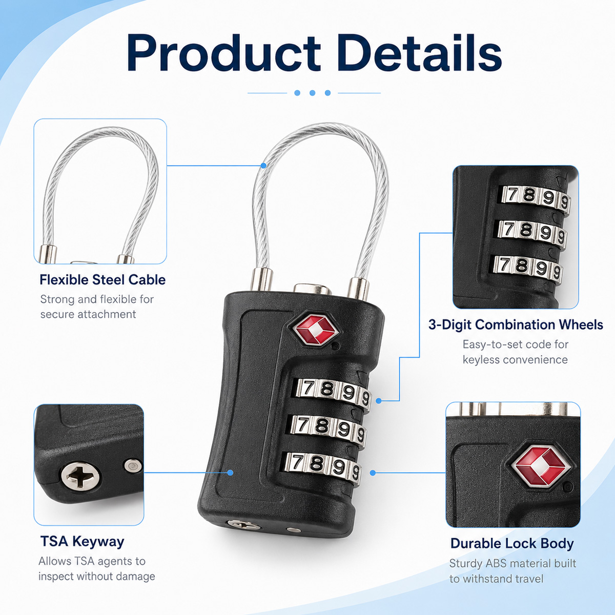 TSA goedgekeurd bagageslot 3-c - Travel Lock Tsa Approved recensie en prijs
