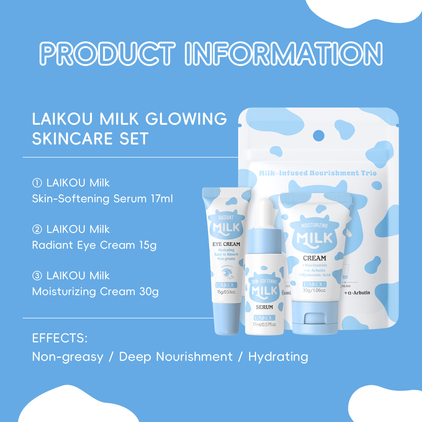 LAIKOU Melk 3-delige Reisset v - Travel Accessories Set recensie en prijs